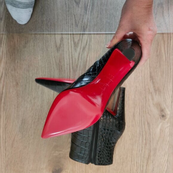 NEW Christian Louboutin 85 Croc-Effect Ankle Boots – Red Sole – Size 36.5 - Picture 5 of 6